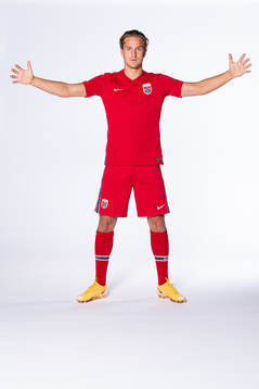 Erik Botheim of the Norwegian national football team poses