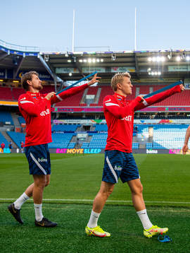 Stefan Strandberg and Martin Ødegaard of the Norwegian