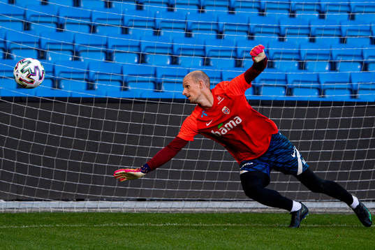 Goalkeeper André Hansen of the Norwegian national football