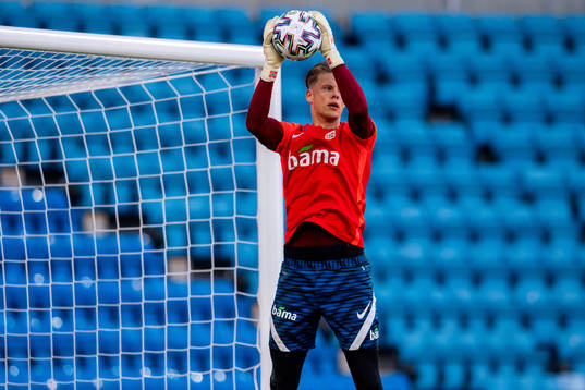 Goalkeeper Ørjan Håskjold Nyland of the Norwegian