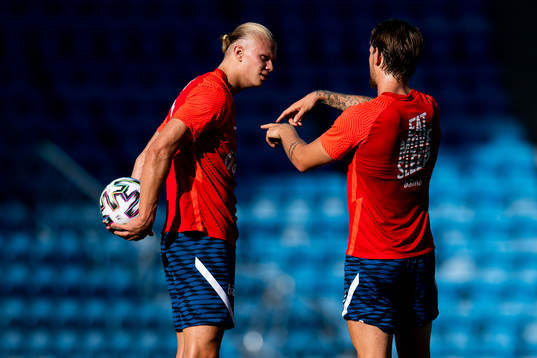 Erling Braut Haaland and Stefan Strandberg of the Norwegian