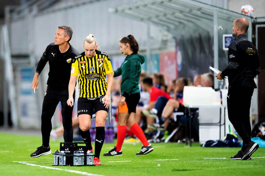 Mats Gren, head coach of Häcken, and Stina Blackstenius