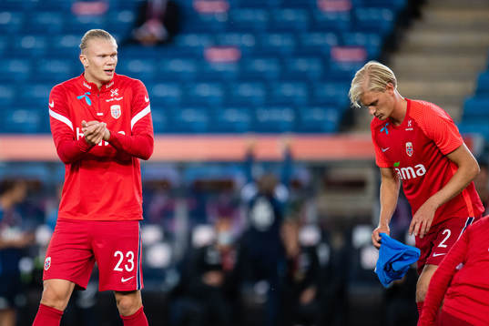 Erling Braut Haaland and Morten Thorsby of Norway