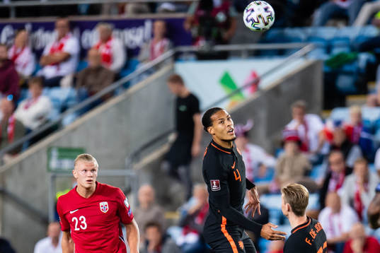Erling Braut Haaland of Norway and Virgil van Dijk of