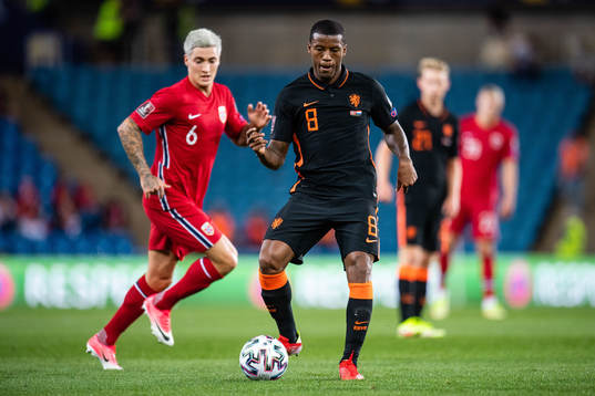 Mathias Normann of Norway and Georginio Wijnaldum of