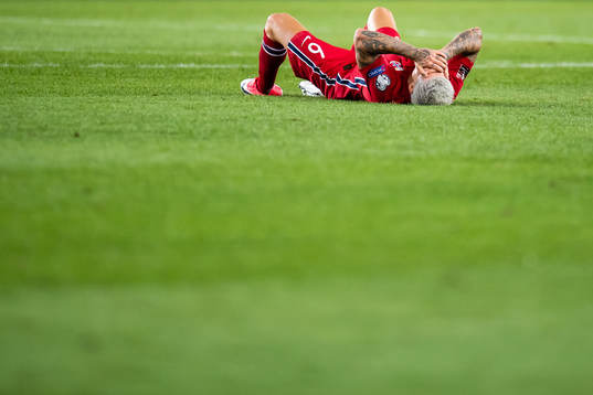 Mathias Normann of Norway looks dejected