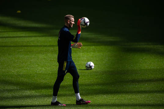 Goalkeeper Robin Olsen of the Swedish national team
