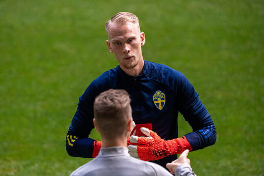 Goalkeeper Pontus Dahlberg of the Swedish national team