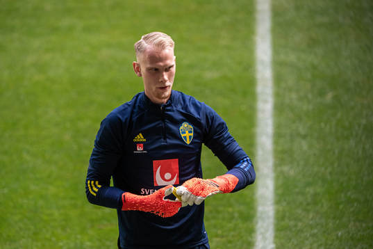 Goalkeeper Pontus Dahlberg of the Swedish national team