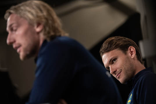 Emil Forsberg and Albin Ekdal of the Swedish national team