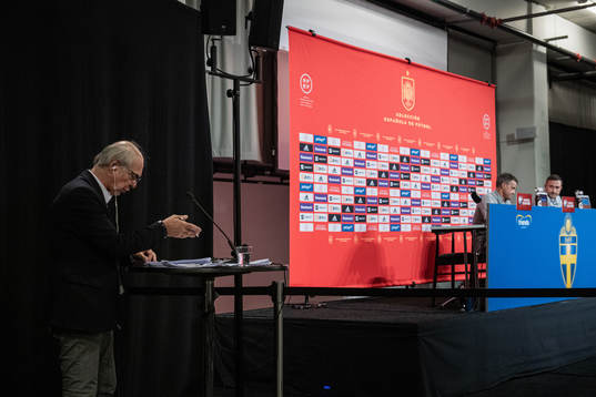 The interpreter and head coach Luis Enrique  of the Spanish