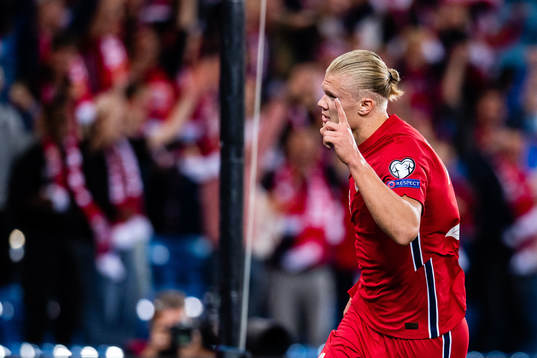 Erling Braut Haaland of Norway celebrates 1-0