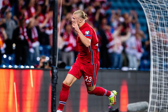 Erling Braut Haaland of Norway celebrates 1-0