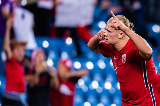 Erling Braut Haaland of Norway celebrates 1-0