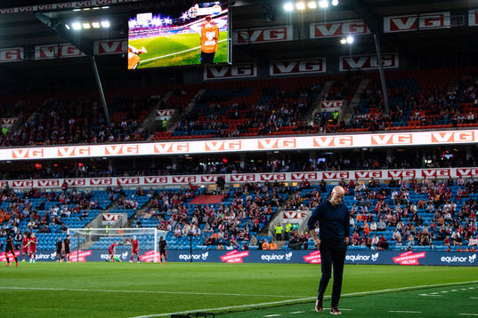 Ståle Solbakken, head coach of Norway, looks dejected