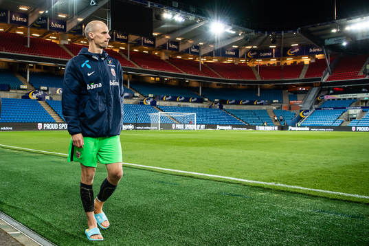 Goalkeeper André Hansen of Norway looks dejected