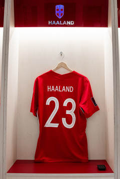 The kit of Erling Braut Haaland of Norway in the dressing