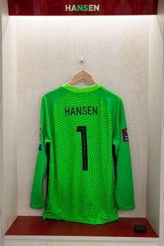 The kit of goalkeeper André Hansen of Norway in the