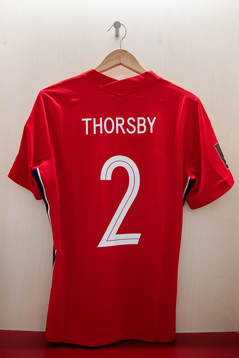 The kit of Morten Thorsby of Norway in the dressing room