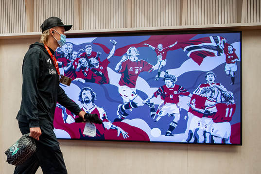 Erling Braut Haaland of Norway arrives wearing a face mask