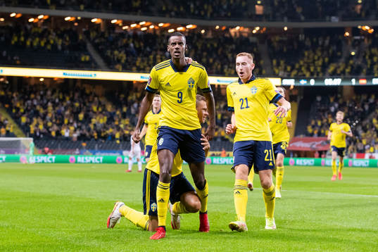Alexander Isak of Sweden celebrates