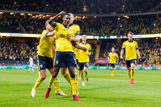 Alexander Isak of Sweden celebrates