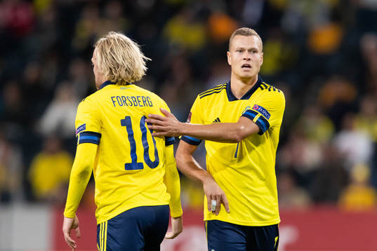 Emil Forsberg and Viktor Claesson of Sweden