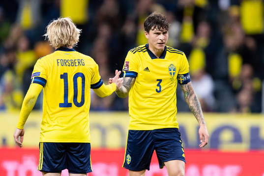 Emil Forsberg and Victor Nilsson Lindelöf of Sweden