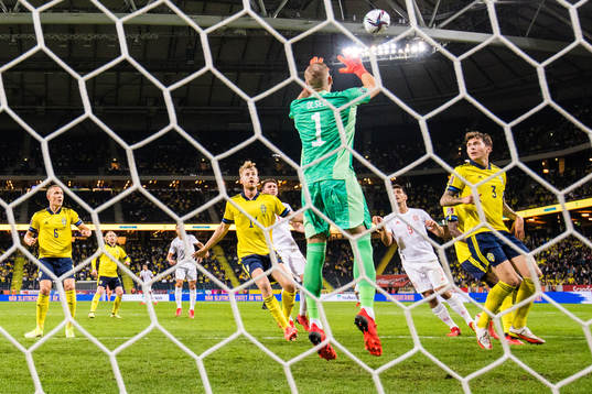 Filip Helander, goalkeeper Robin Olsen and Victor Nilsson