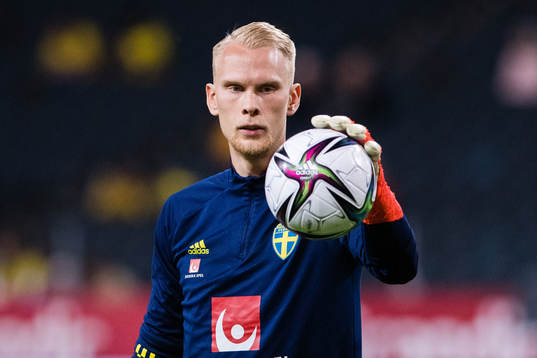 Goalkeeper Pontus Dahlberg of Sweden