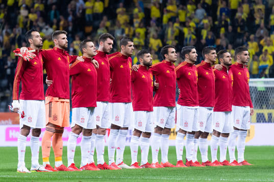 The Spanish players at lineup