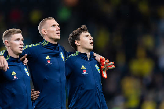 Emil Krafth, goalkeeper Robin Olsen and Victor Nilsson