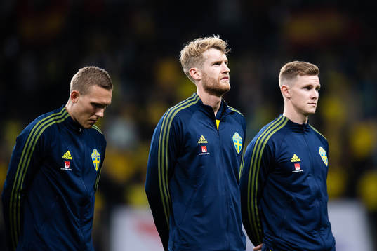 Ludwig Augustinsson, Filip Helander and Emil Krafth of