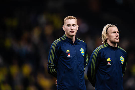 Dejan Kulusevski and Emil Forsberg of Sweden