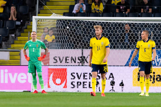 Goalkeeper Robin Olsen of Sweden looks dejected