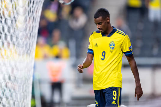 Alexander Isak of Sweden looks dejected