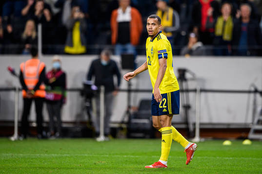 Robin Quaison of Sweden looks dejected
