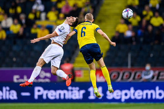 Gerard Moreno of Spain and Ludwig Augustinsson of Sweden