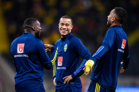 Ken Sema, Robin Quaison and Isaac Kiese-Thelin of Sweden