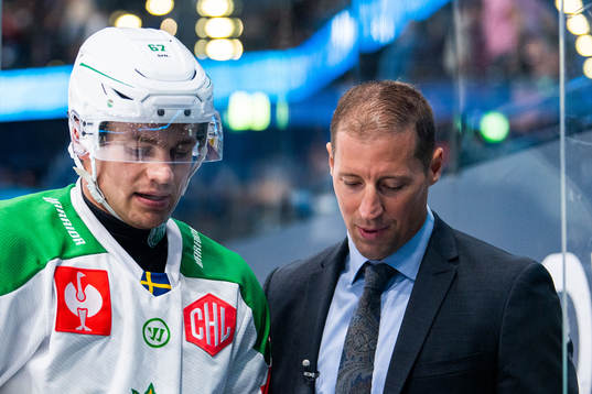 Leon Bristedt and Cam Abbott, head coach, of Rögle