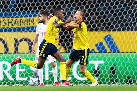 Alexander Isak of Sweden celebrates