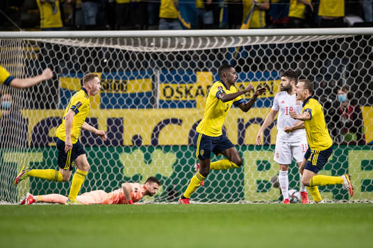 Alexander Isak, Dejan Kulusevski and Viktor Claesson of
