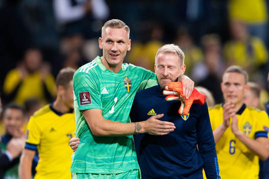 Goalkeeper Robin Olsen celebrates