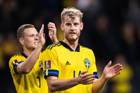 Filip Helander of Sweden celebrates