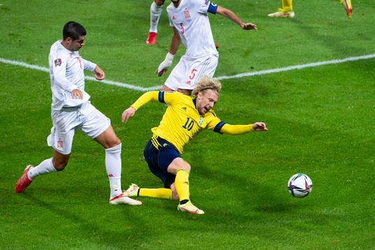Alvaro Morata of Sweden and Emil Forsberg of Sweden