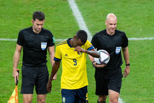 Alexander Isak of Sweden looks dejected