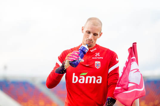 Goalkeeper André Hansen of the Norwegian national football
