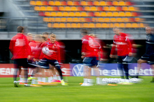 Martin Ødegaard and Erling Braut Haaland of the Norwegian