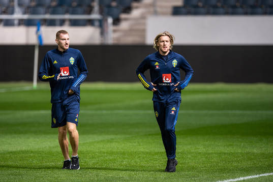 Dejan Kulusevski and Emil Forsberg of the Swedish national