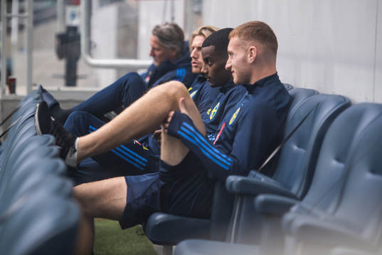Emil Forsberg, Alexander Isak and Dejan Kulusevski of the